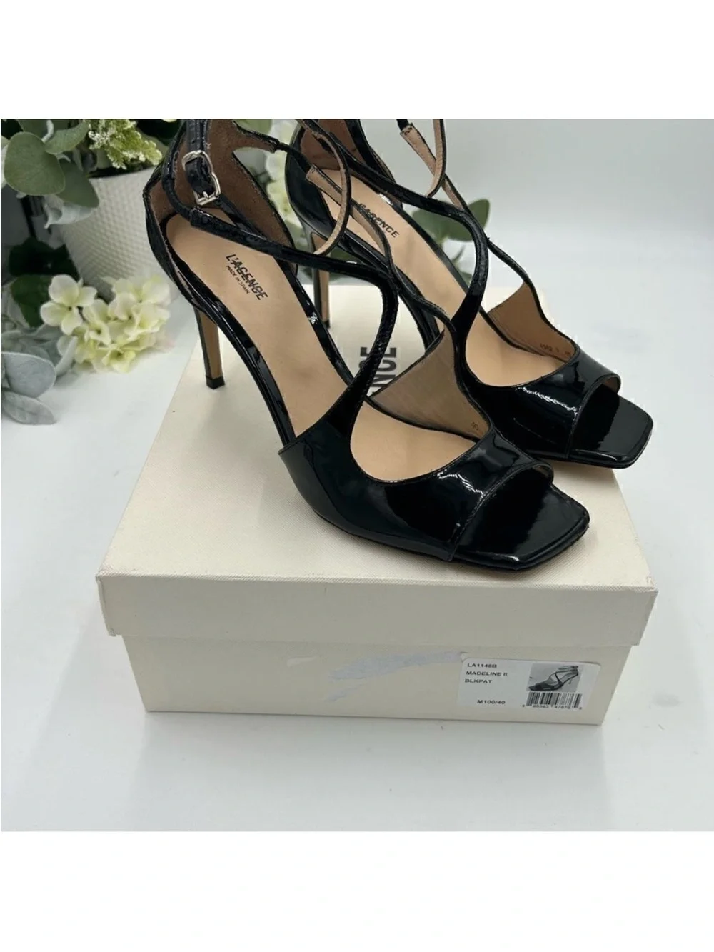 Women’s L’Agence patent leather sandal size 40 made in Spain